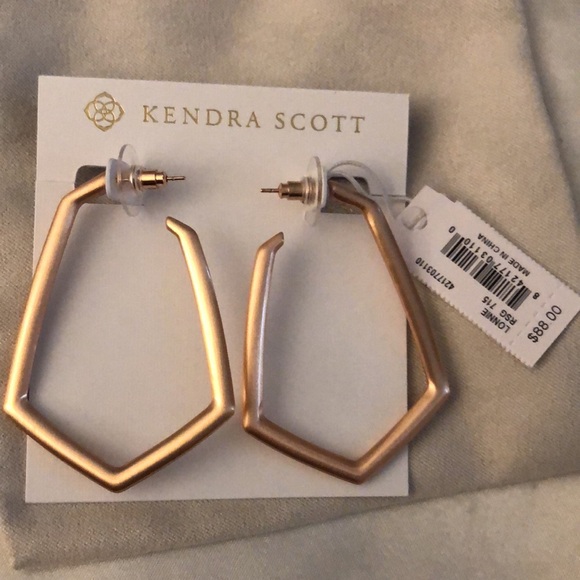 Kendra Scott Lonnie 14k Rose Gold Plated Elongated Hoop Earrings NWT & Dust Bag - Picture 10 of 11